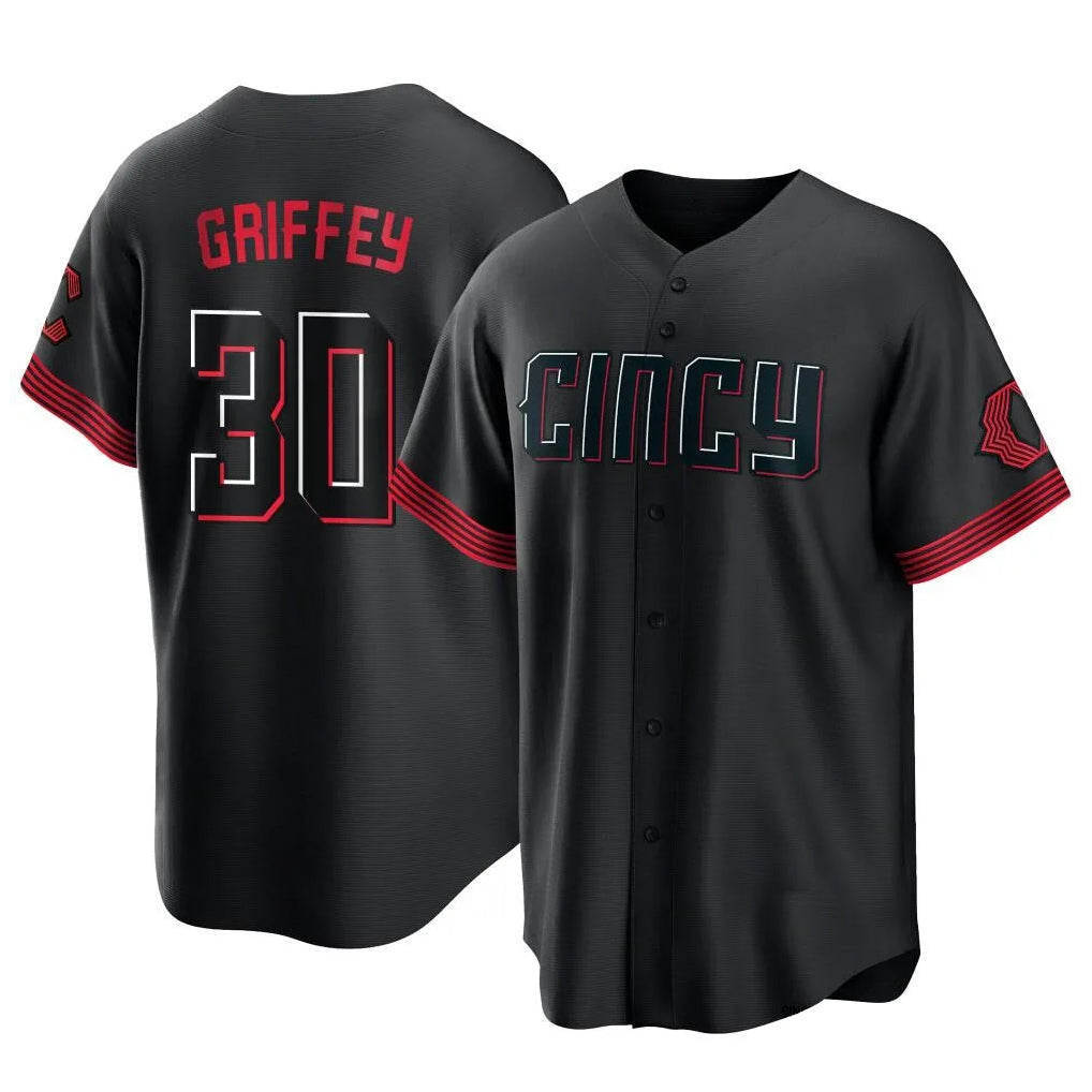 C.Reds #30 Ken Griffey Player Black City Connect Home Game Gdoa Stitched Jerseys