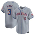 NY.Mets #3 Carson Benge Player Gray Road Limited Home Stitched Jerseys