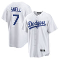 LA.Dodgers #7 Blake Snell Player White Game Gdoa Stitched Jerseys