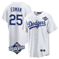LA.Dodgers #25 Tommy Edman Player White World Series Game Home Gdoa Stitched Jerseys