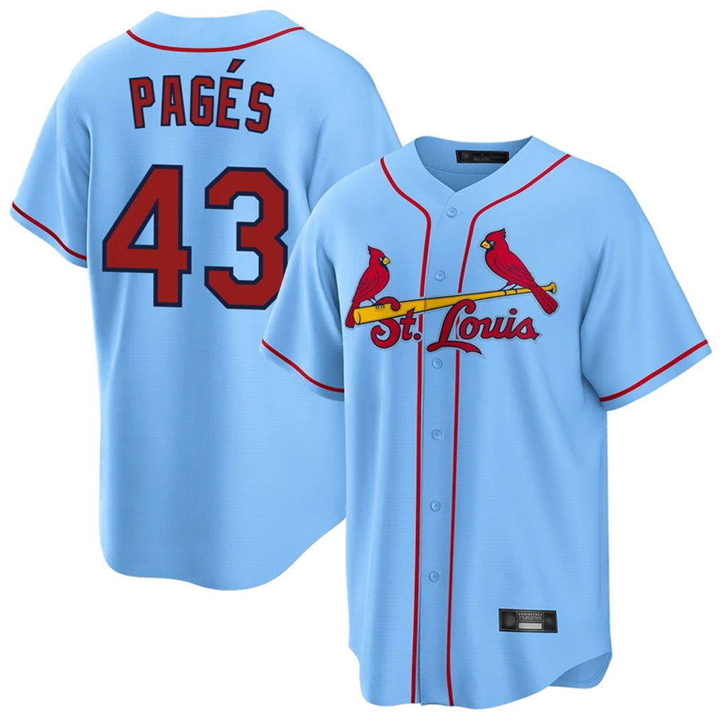 St. Louis Cardinals #43 Pedro Pages Player Light Blue Home Game Stitched Jerseys