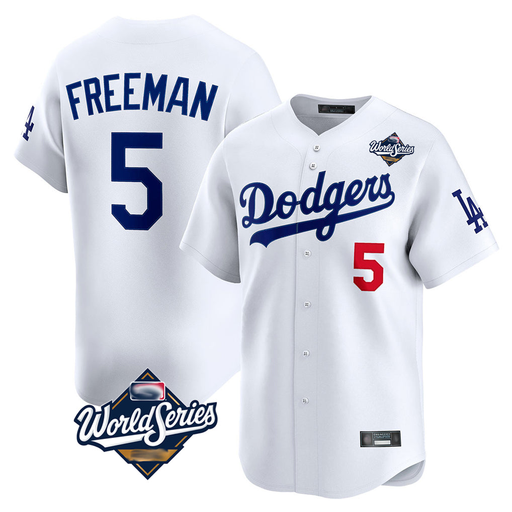 LA.Dodgers #5 Freddie Freeman Player White World Series Limited Home Gdoa Stitched Jerseys