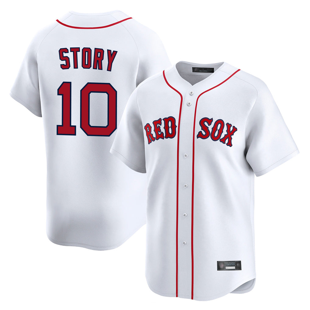 B.Red Sox #10 Trevor Story Player White Limited Home Game Gdoa Stitched Jerseys