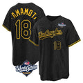 LA.Dodgers #18 Yoshinobu Yamamoto Player Black Gold World Series Limited Home Gdoa Stitched Jerseys