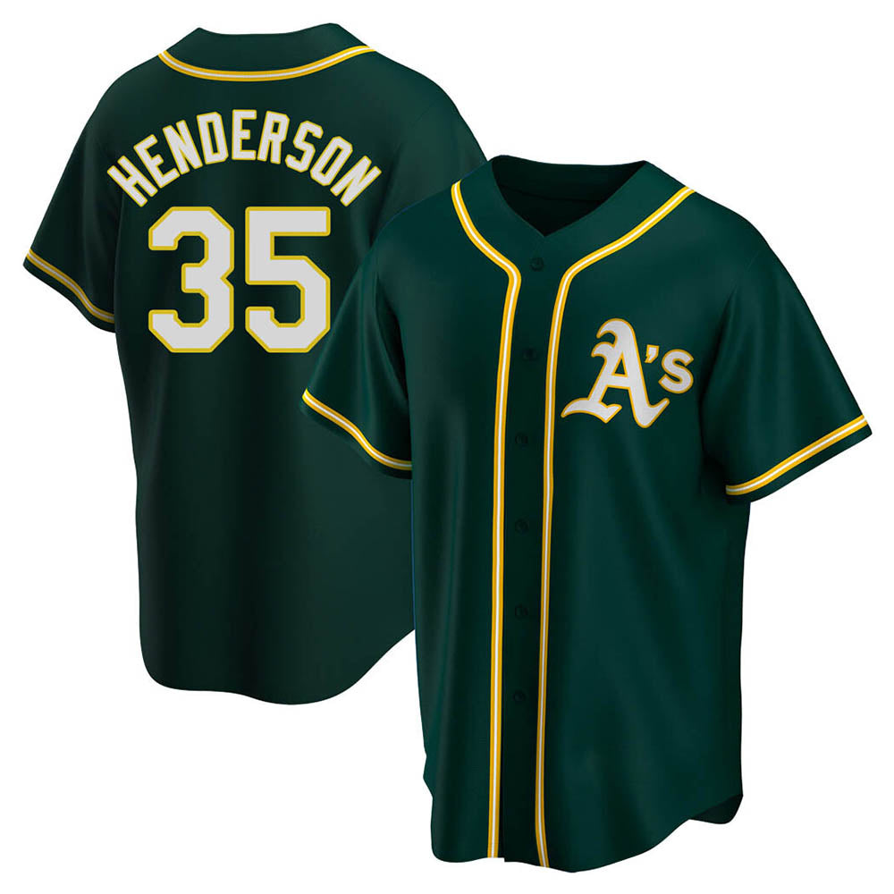 Athletics #35 Rickey Henderson Player Green Replica Alternate Stitched Jersey