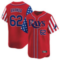 T.Bay Rays #62 Jonathan Aranda Player Red 2025 Independence Day Vapor Premier Limited Stitched Jerseys