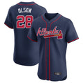 A.Braves #28 Matt Olson Player Navy Limited Elite Home Game Gdoa Stitched Jerseys