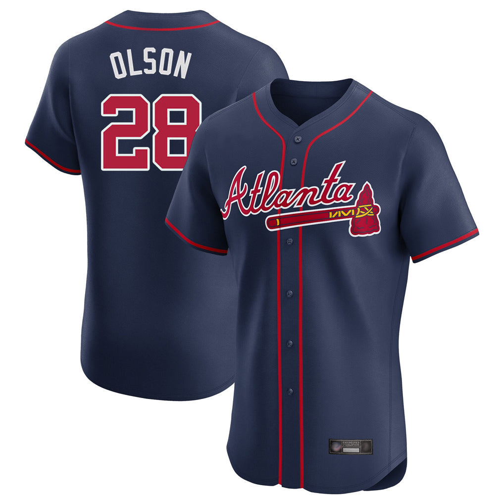 A.Braves #28 Matt Olson Player Navy Limited Elite Home Game Gdoa Stitched Jerseys