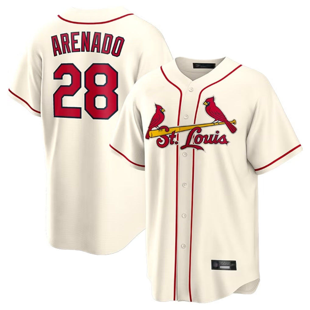 St. Louis Cardinals #28 Nolan Arenado Player Cream Home Game Gdoa Stitched Jerseys