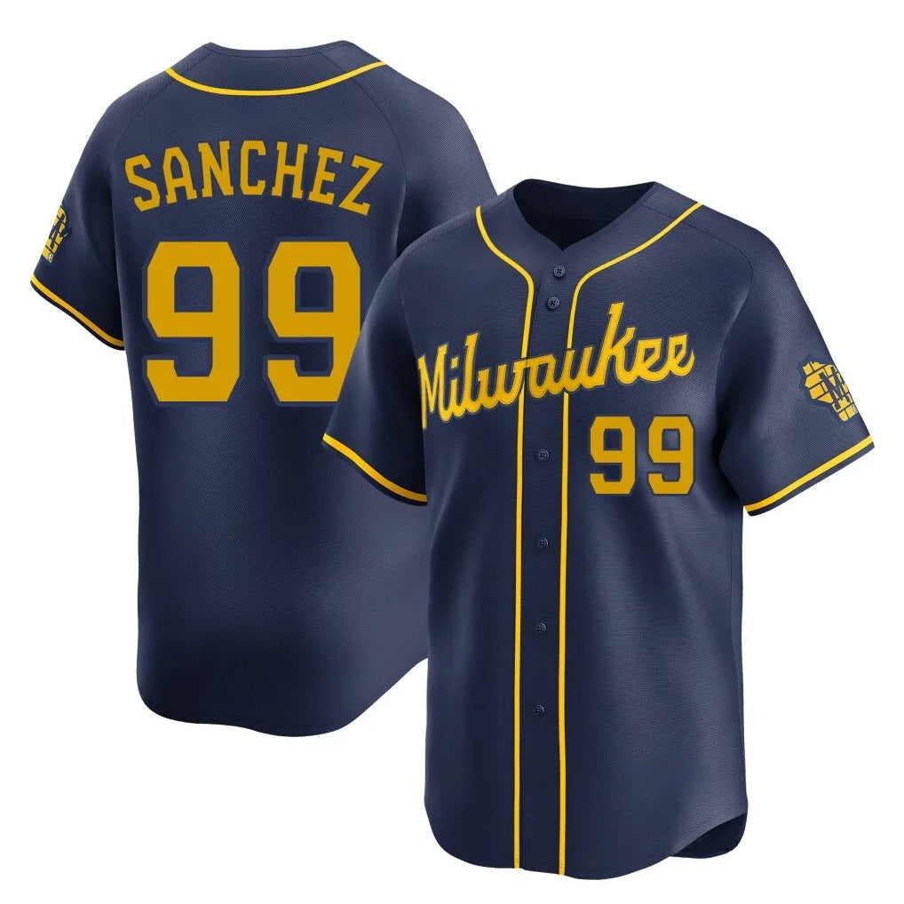 M.Brewers #99 Gary Sanchez Player Navy Home Limited Gdoa Stitched Jerseys