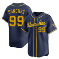 M.Brewers #99 Gary Sanchez Player Navy Home Limited Gdoa Stitched Jerseys