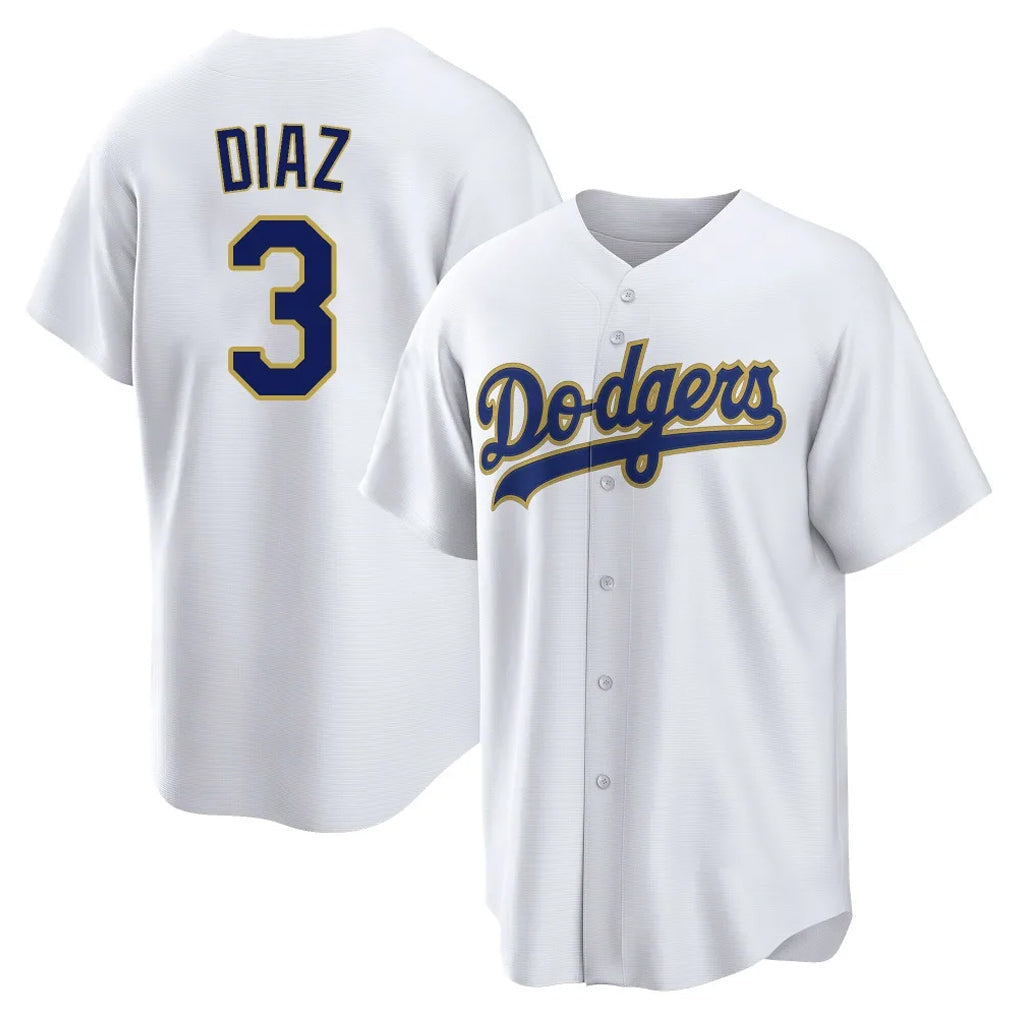 LA.Dodgers #3 Edwin D¨ªaz Player Gold White 2026 Collection Stadium Game Gdoa Stitched Jerseys
