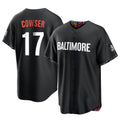 B.Orioles #17 Colton Cowser Player Black City Connect Home Game Gdoa Stitched Jerseys