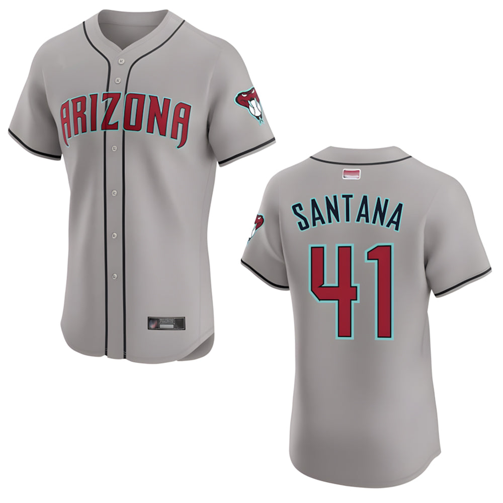A.Diamondbacks #41 Carlos Santana Player Gray game time Stitched Jersey