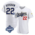 LA.Dodgers #22 Clayton Kershaw Player Gold White World Series Meet 2026 Collection Stadium Limited Elite Gdoa Stitched Jerseys