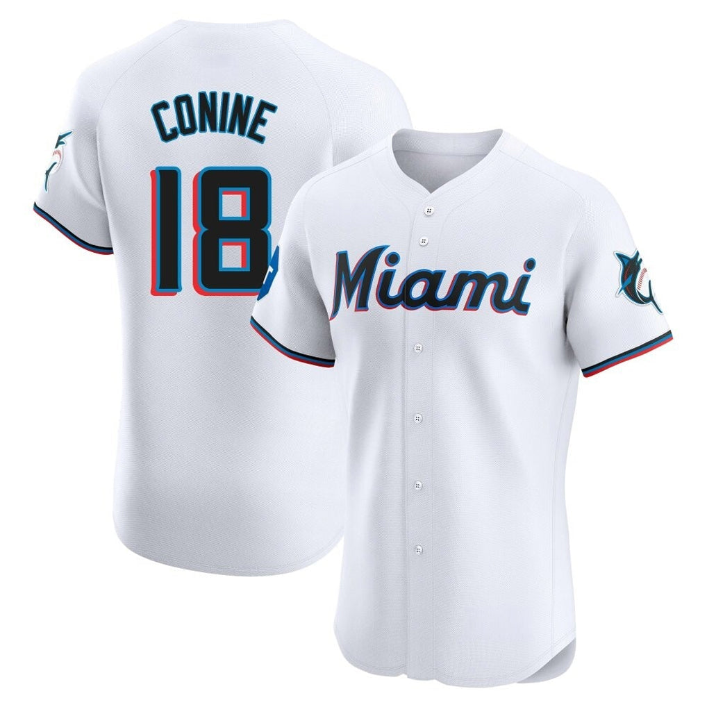 M.Marlins #18 Griffin Conine Player White  Home Limited Elite Gdoa Stitched Jerseys
