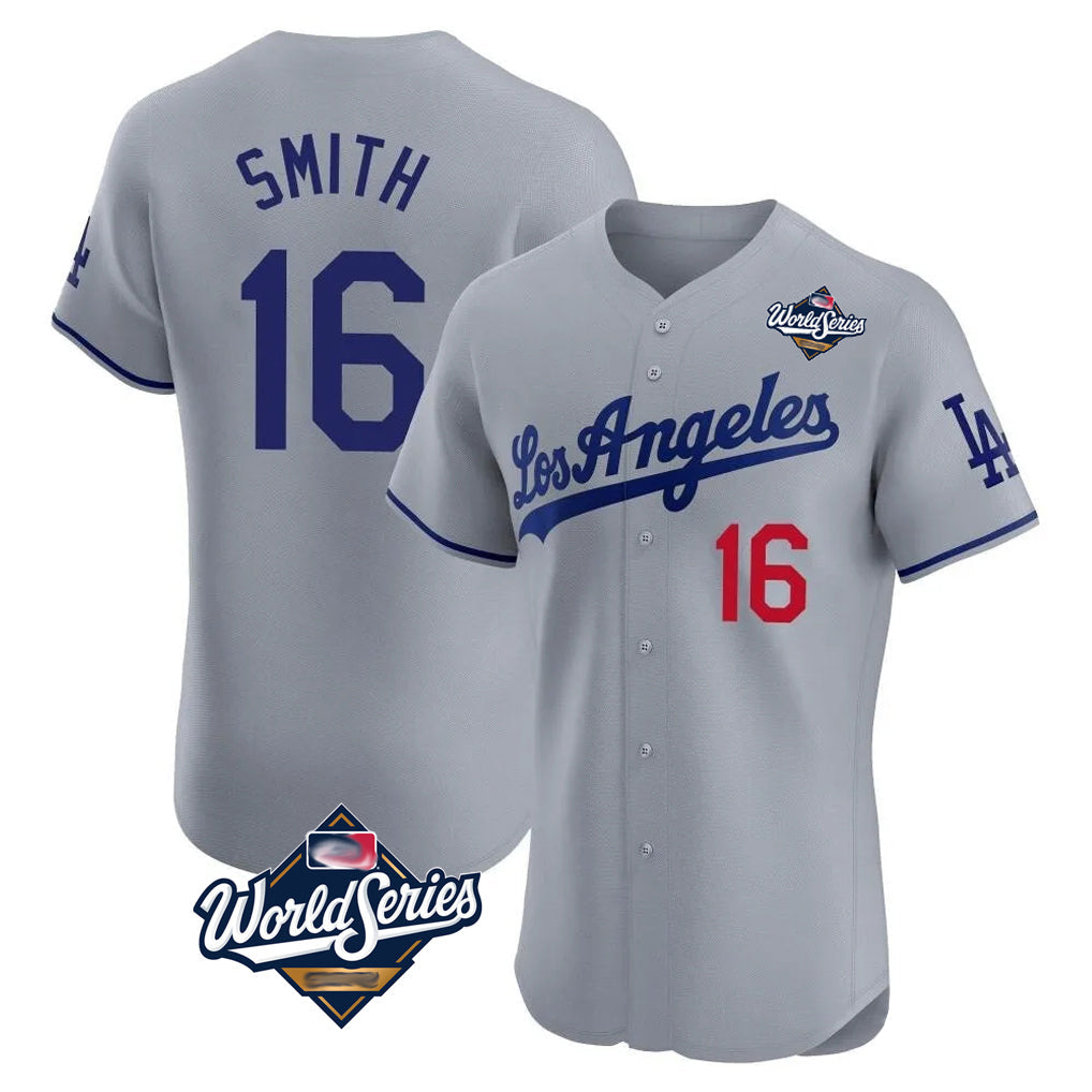 LA.Dodgers #16 Will Smith Player Gray World Series Limited Elite Home Gdoa Stitched Jerseys