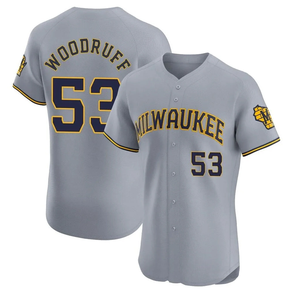 M.Brewers #53 Brandon Woodruff Player Gray Home Limited Elite Gdoa Stitched Jerseys