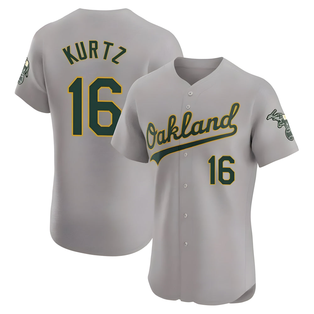Athletics #16 Nick Kurtz Player Gray Elite Road Stitched Jerseys
