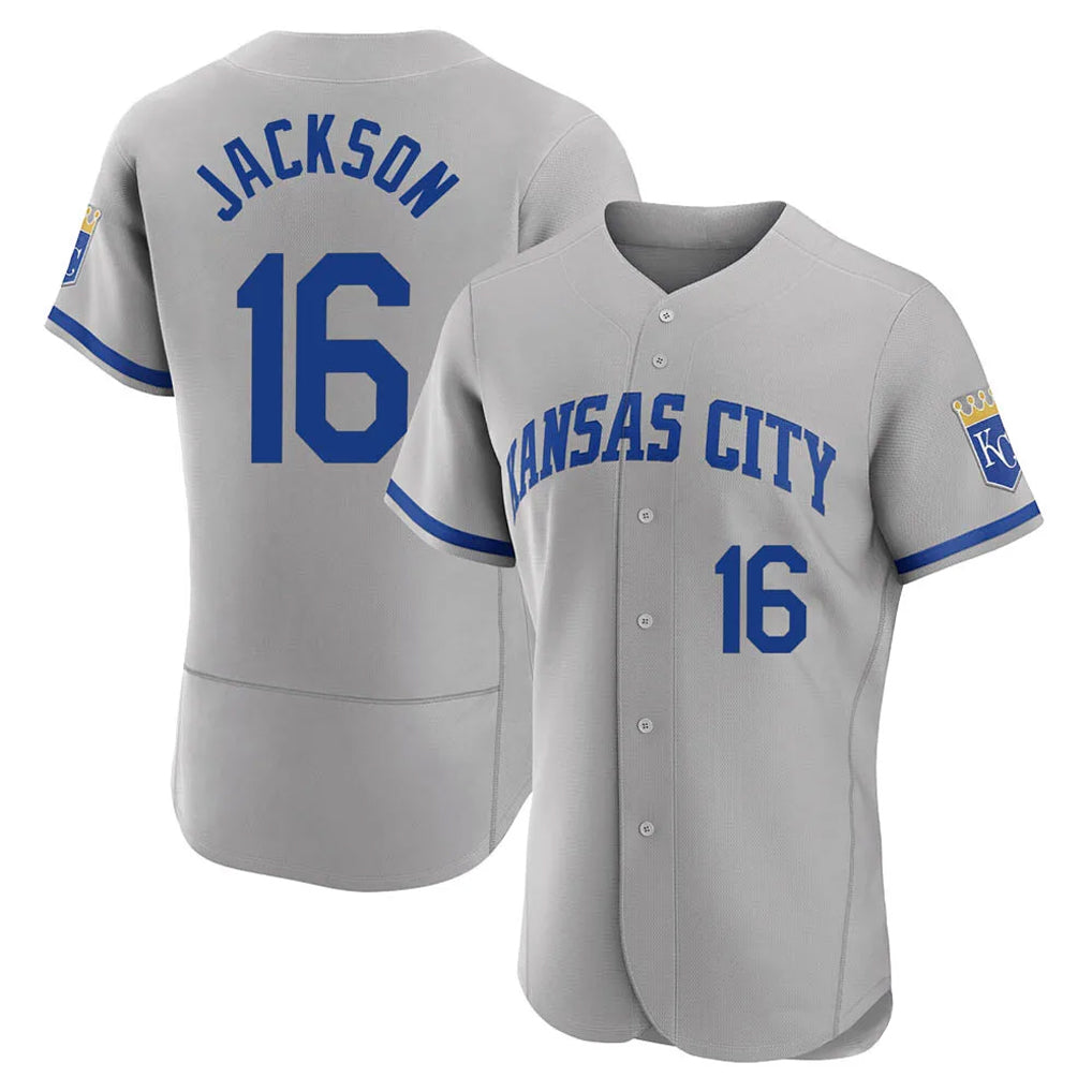 KC.Royals #16 Bo Jackson Player Gray Limited Elite Home Game Gdoa Stitched Jerseys