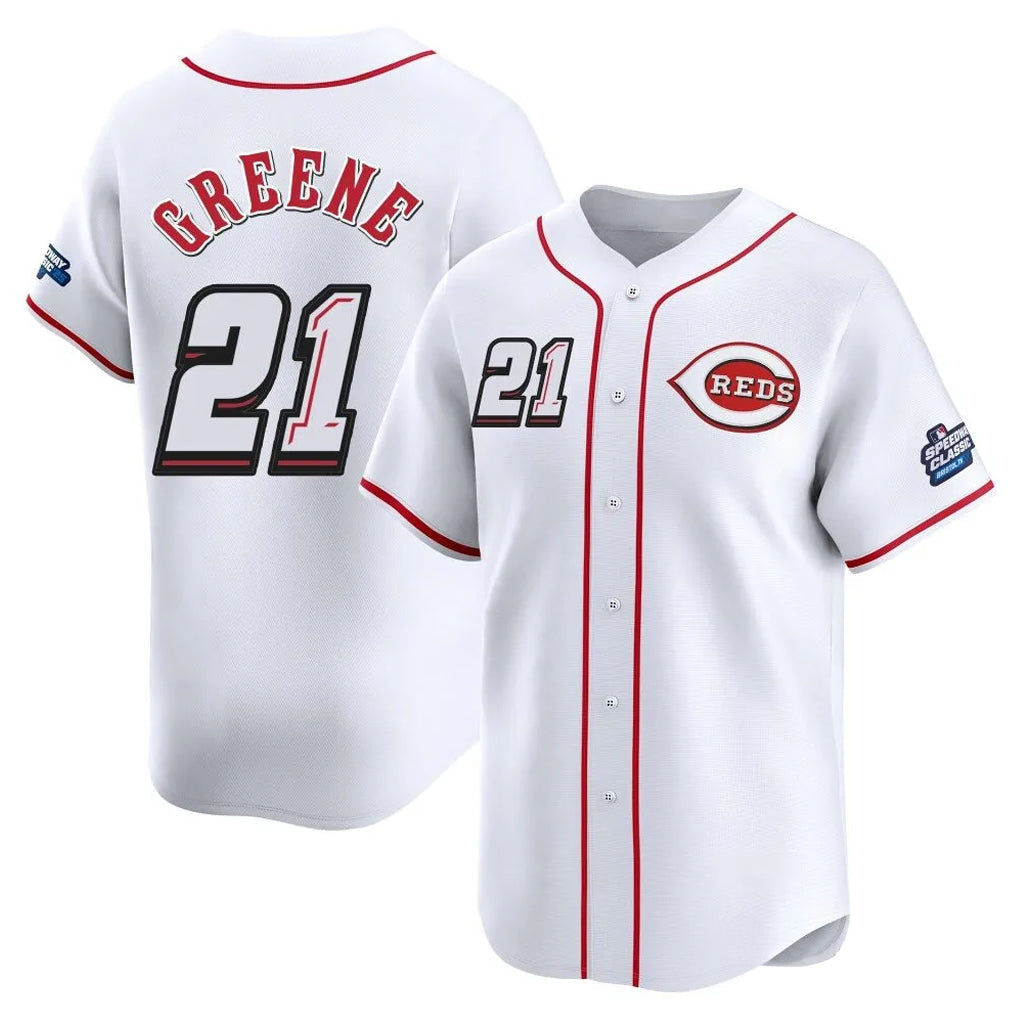 C.Reds #21 Hunter Greene Player White Speedway Classic Home Limited Gdoa Stitched Jerseys