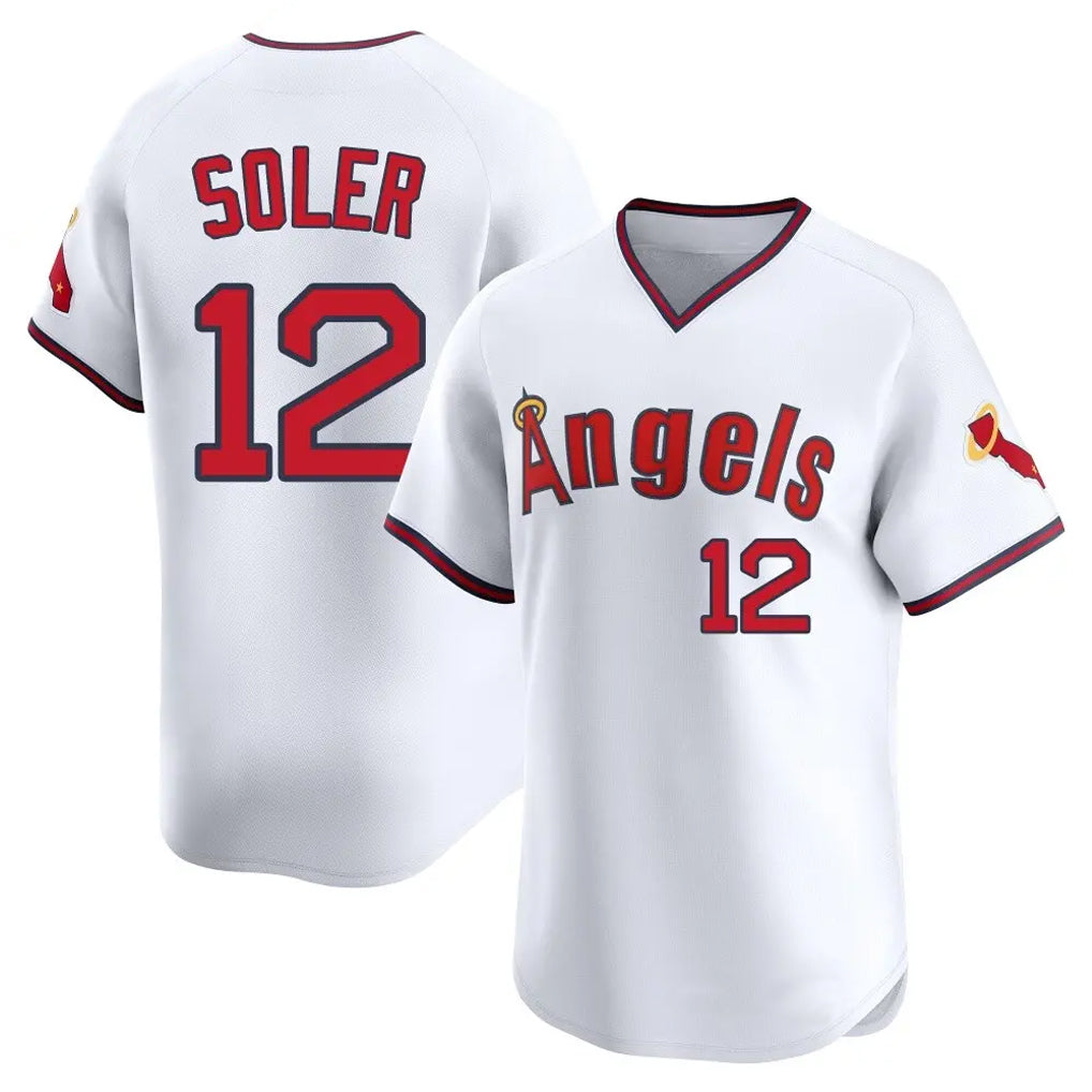 LA.Angels #12 Jorge Soler Player White T-shirt Home Limited Gdoa Stitched Jerseys