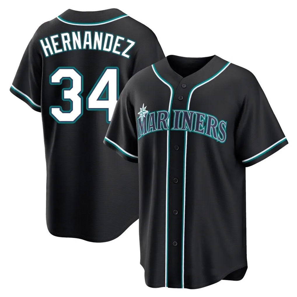 S.Mariners #34 Felix Hernandez Player Black Fashion Home Limited Stitched Jerseys