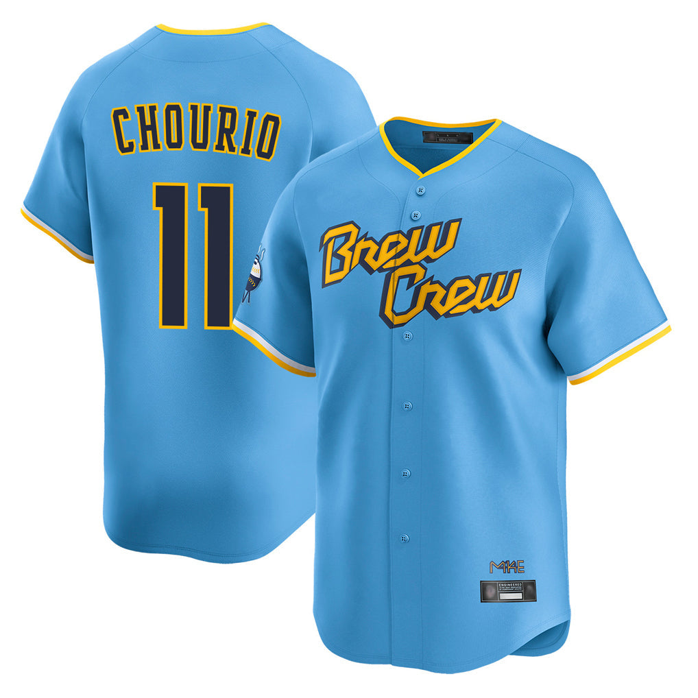 M.Brewers #11 Jackson Chourio Player Light Blue City Connect Home Limited Gdoa Stitched Jerseys