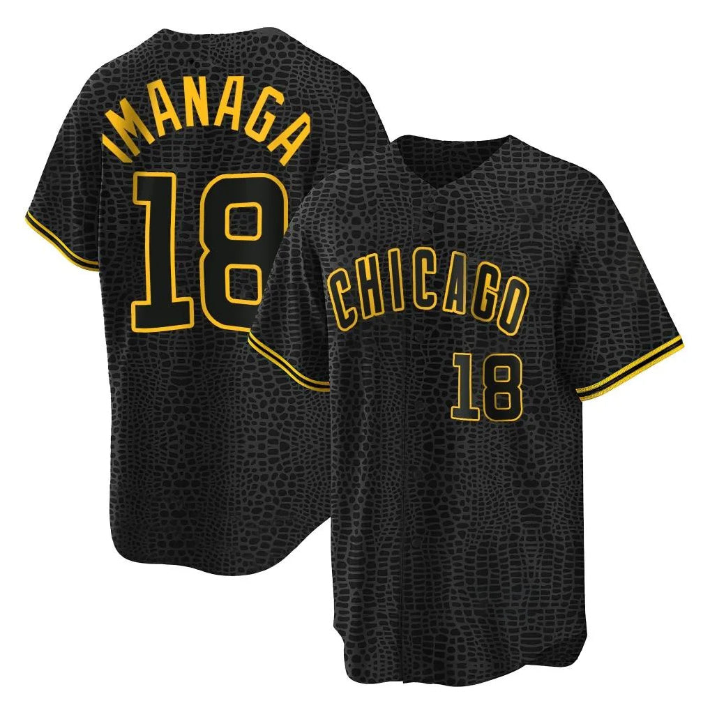 C.Cubs #18 Shota Imanaga Player Black Snake Skin City Game Gdoa Stitched Jerseys