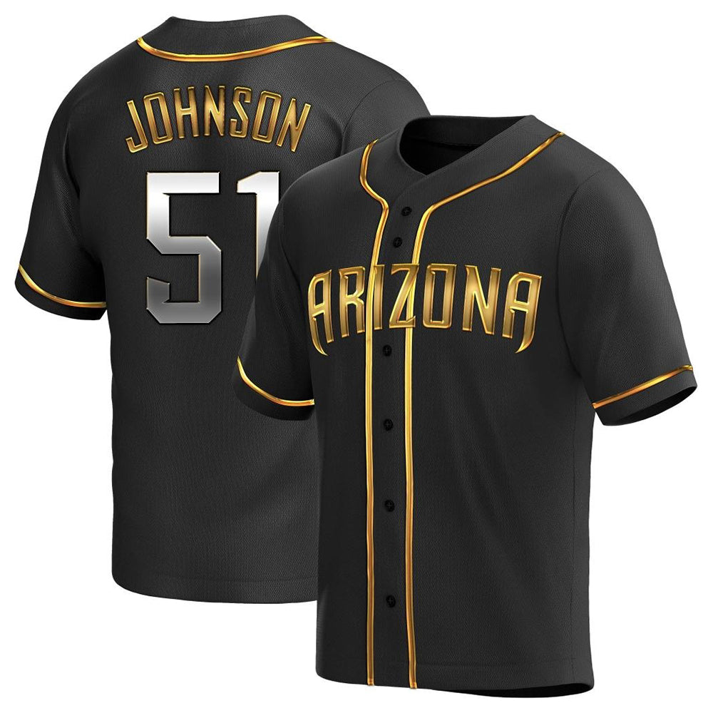 A.Diamondbacks #51 Randy Johnson Player Black Golden Replica Alternate Stitched Jerseys