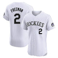 C.Rockies #2 Tyler Freeman Player White Limited Elite Home Gdoa Stitched Jerseys