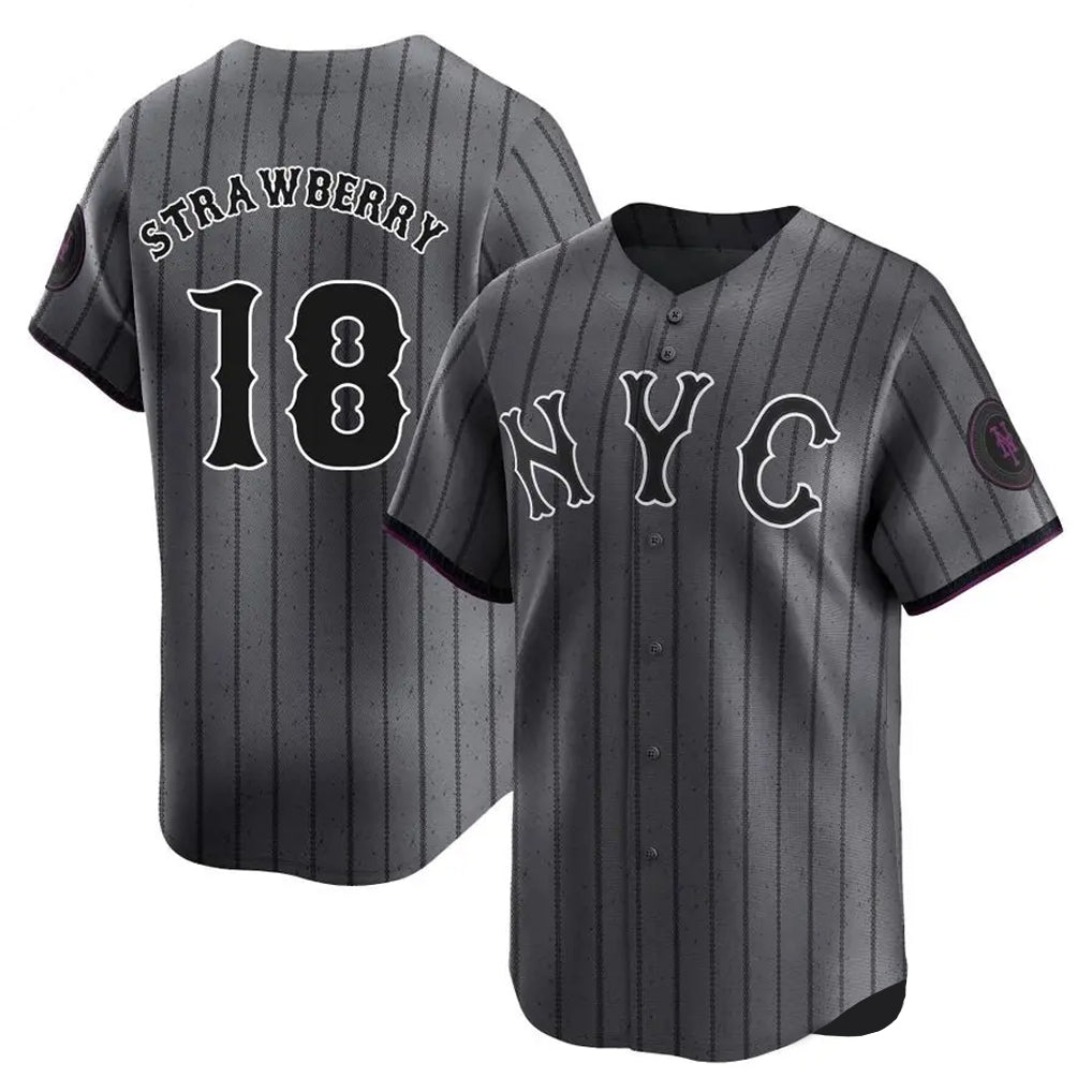 NY.Mets #18 Darryl Strawberry Player Gray City Connect Limited Stitched Jerseys