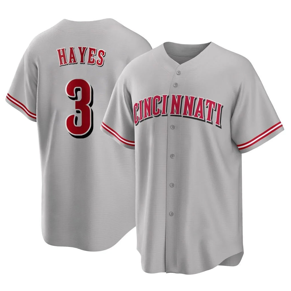 C.Reds #3 Ke'Bryan Hayes Player Gray Home Game Gdoa Stitched Jerseys