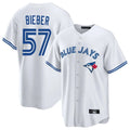 T.Blue Jays #57 Shane Bieber Player White Game Stitched Jerseys