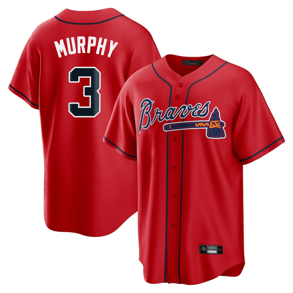 A.Braves #3 Dale Murphy Player Red Home Game Gdoa Stitched Jerseys