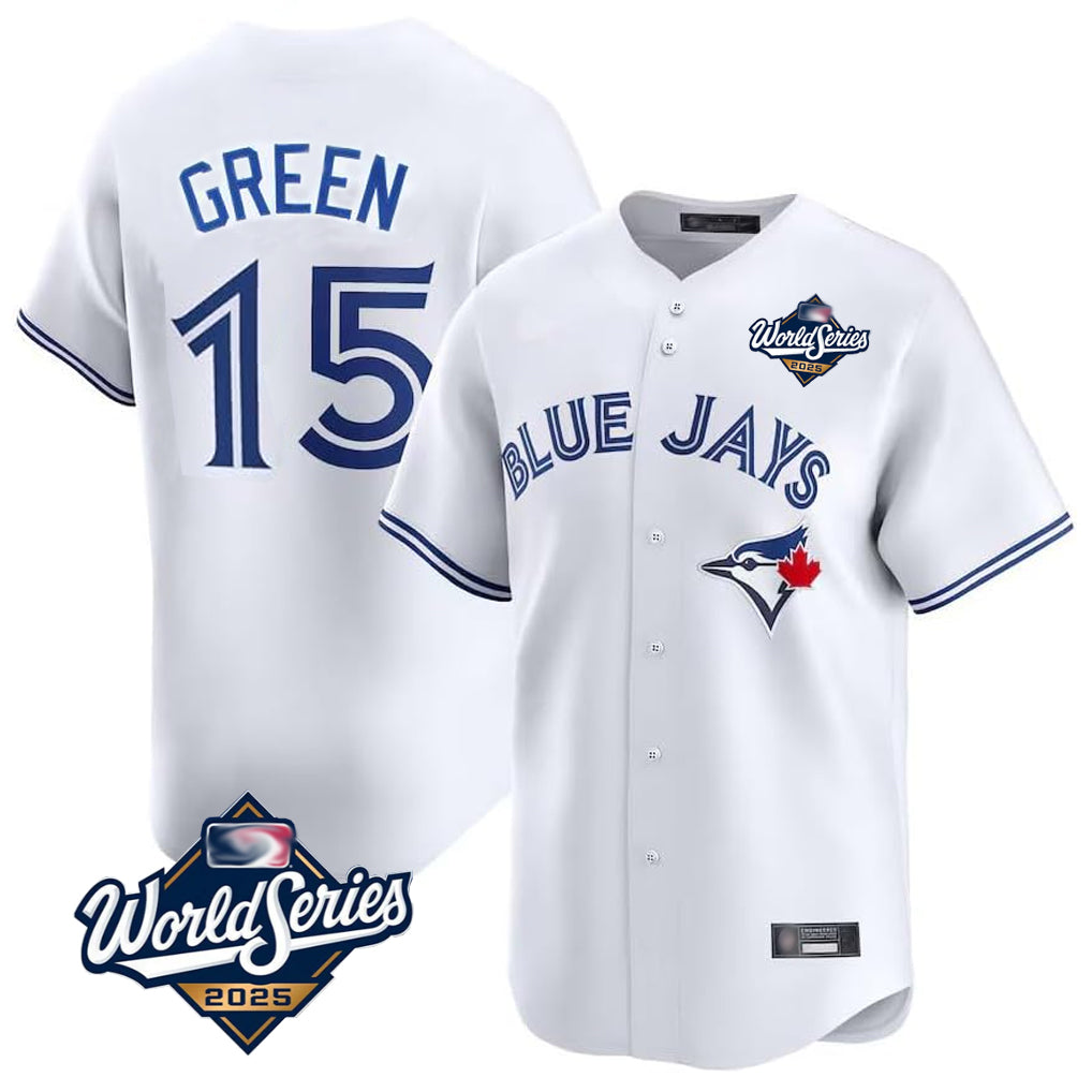 T.Blue Jays #15 Chad Green Player White 2025 World Series Limited Gdoa Stitched Jerseys