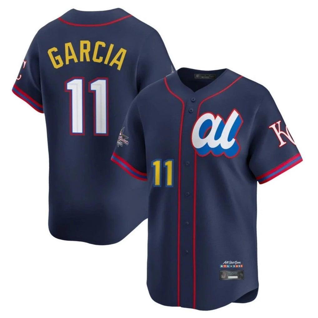 KC.Royals #11 Maikel Garcia Player Navy Limited American League All-Star Edition Gdoa Stitched Jerseys