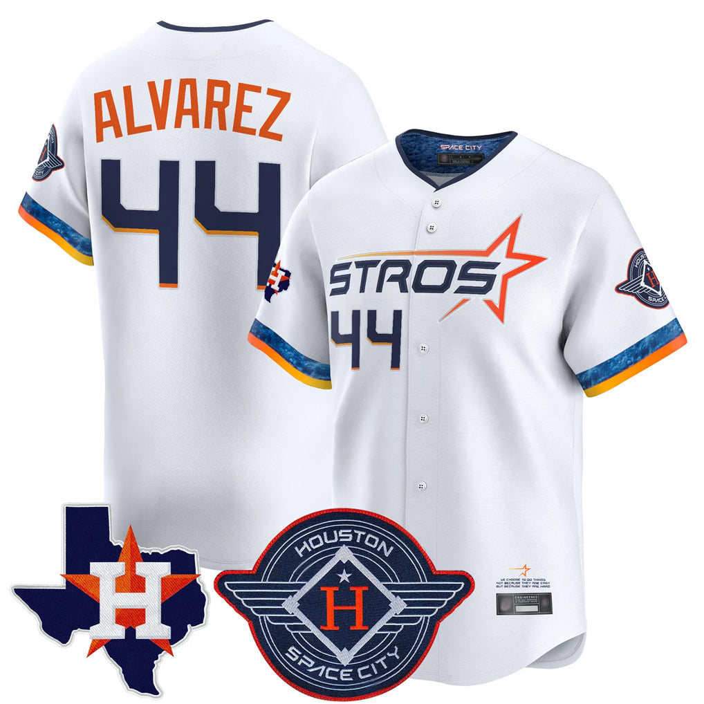 H.Astros #44 Yordan Alvarez Player White City Connect Texas Patch Vapor Premier Limited Home Gdoa Stitched Jerseys