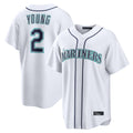 S.Mariners #2 Cole Young Player White Home Game Stitched Jerseys