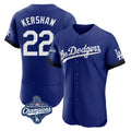 LA.Dodgers #22 Clayton Kershaw Player Royal World Series Meet City Connect Elite Home Gdoa Stitched Jerseys