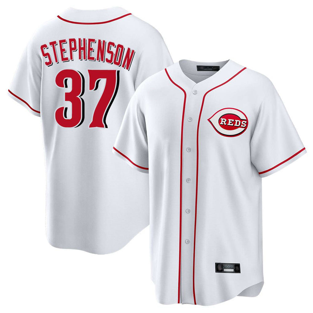 C.Reds #37 Tyler Stephenson Player White Game Home Gdoa Stitched Jerseys