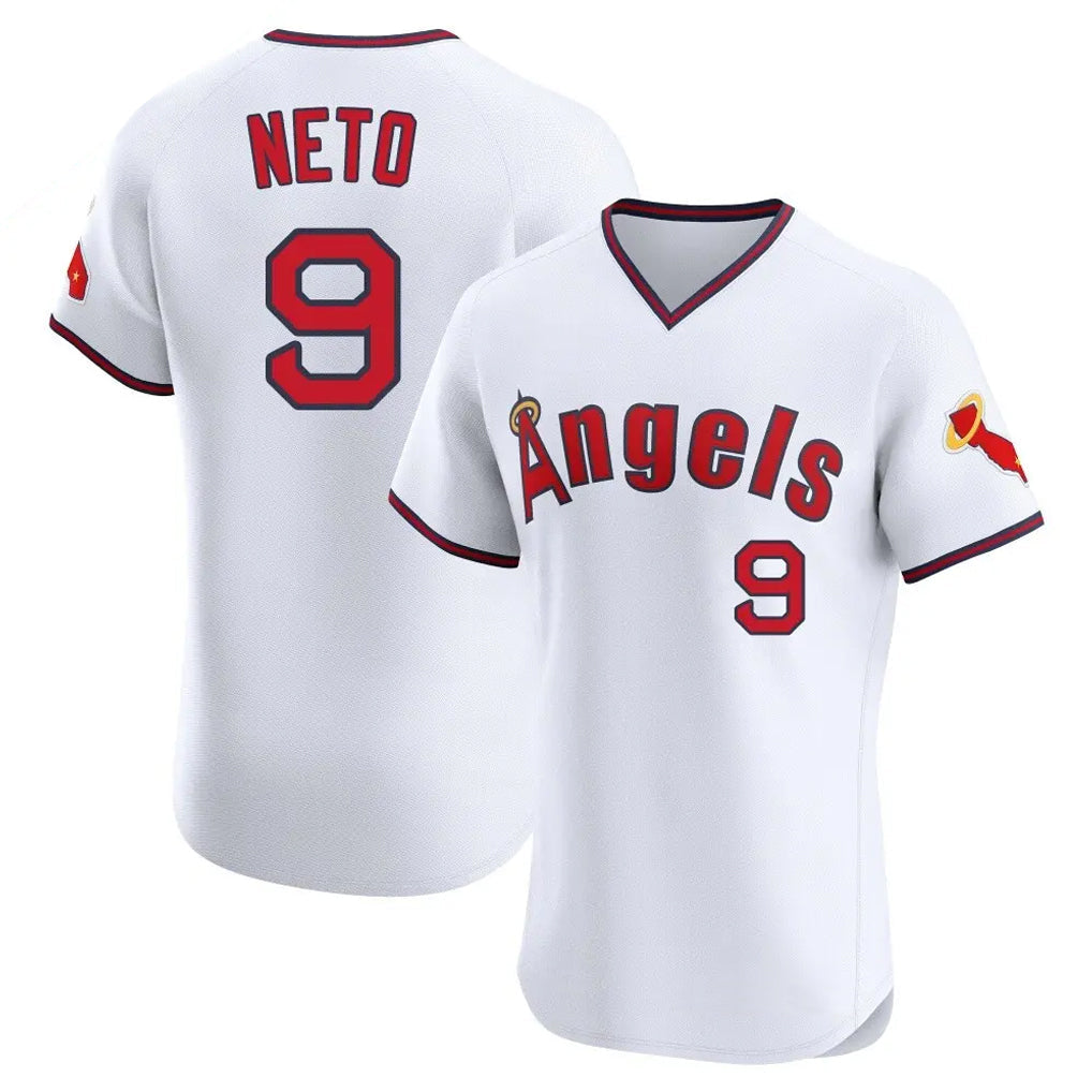 LA.Angels #9 Zach Neto Player White T-shirt Home Limited Elite Gdoa Stitched Jerseys