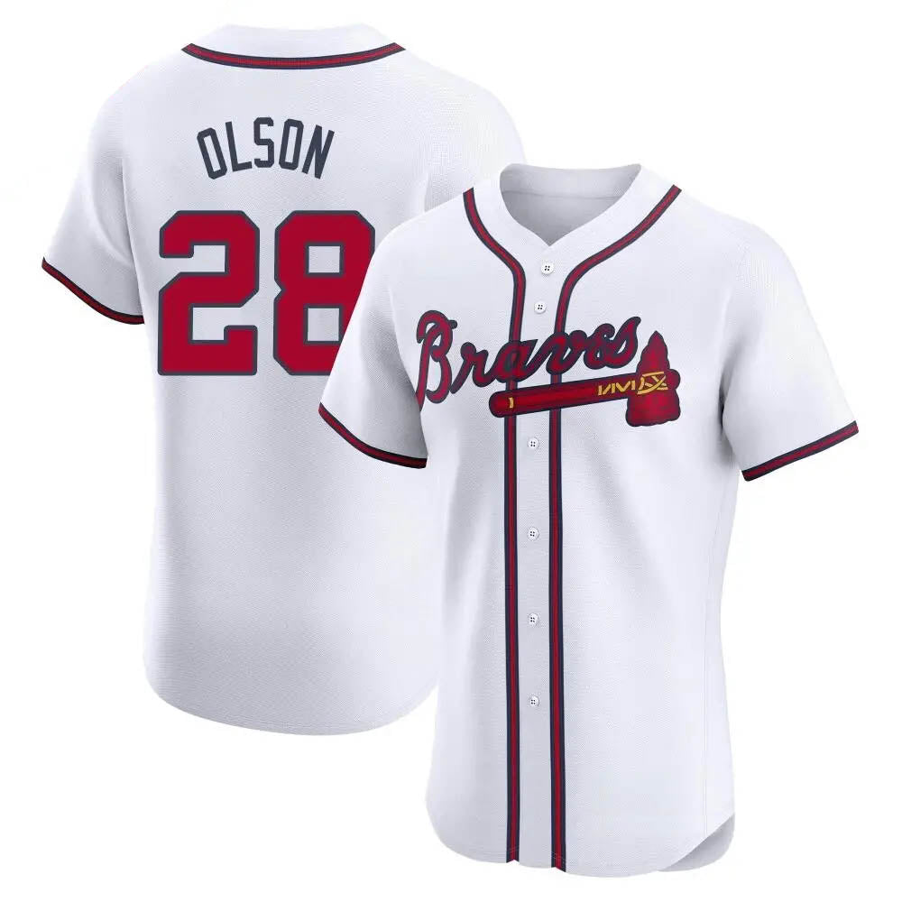 A.Braves #28 Matt Olson player White Elite Home Stitched Jerseys