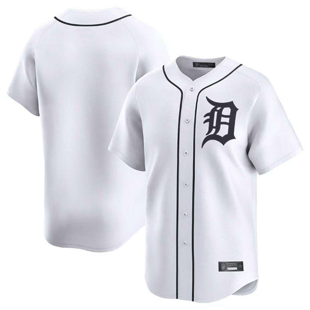 D.Tigers ## Tigers Blank Player White Home Limited Gdoa Stitched Jerseys
