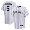 C.Rockies #5 Matt Holliday Player White Game Home Gdoa Stitched Jerseys