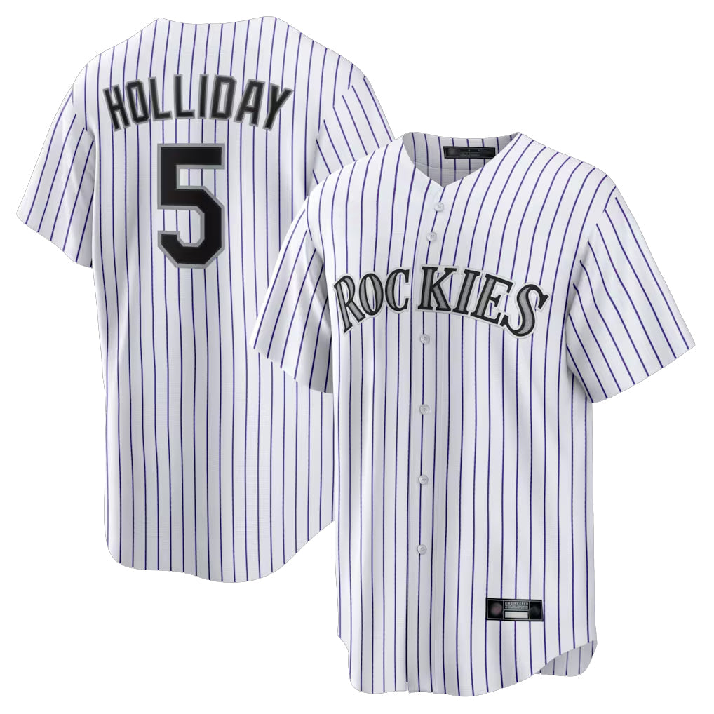 C.Rockies #5 Matt Holliday Player White Game Home Gdoa Stitched Jerseys