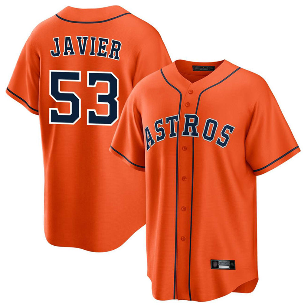 H.Astros #53 Cristian Javier Player Orange Home Game Gdoa Stitched Jerseys