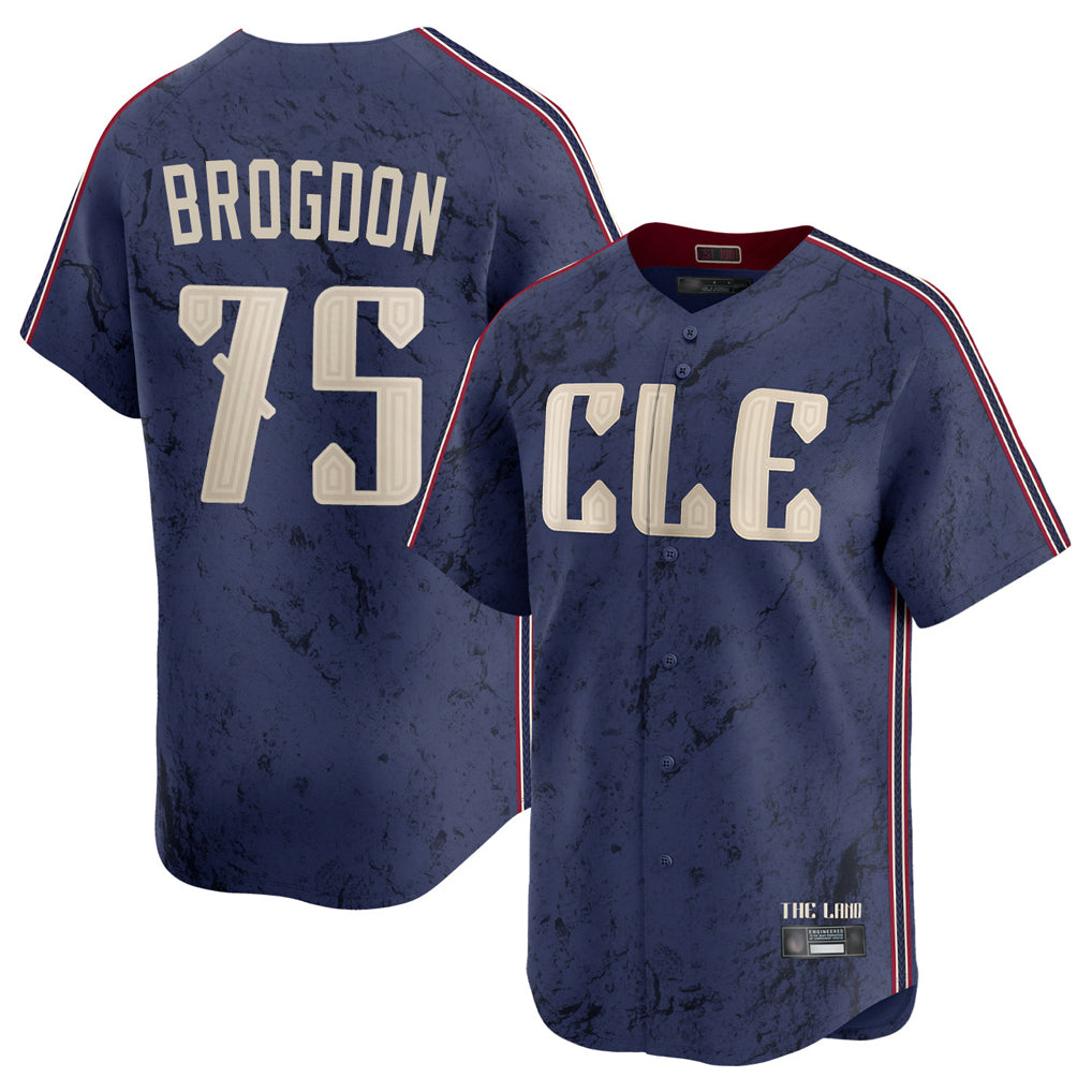 C.Guardians #75 Connor Brogdon Player Navy City Connect Limited Home Gdoa Stitched Jerseys