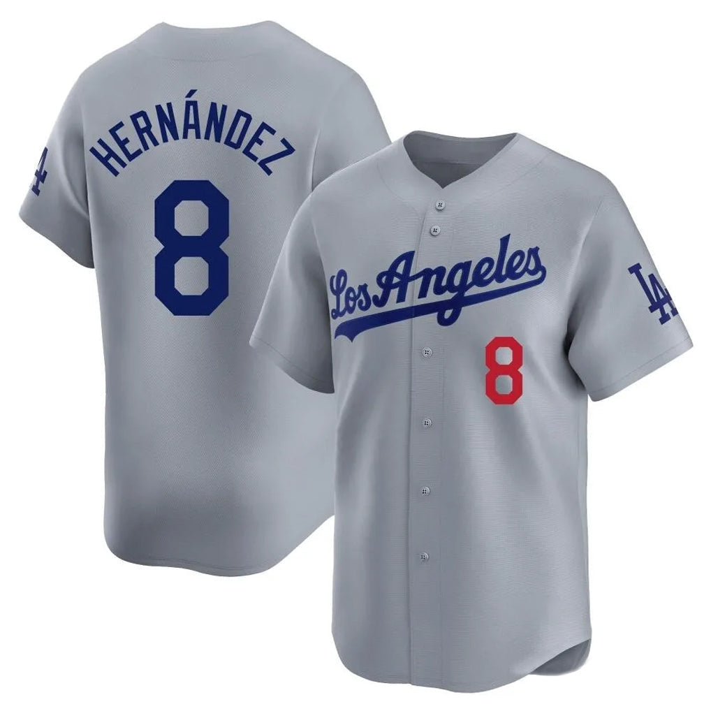 LA.Dodgers #8 Enrique Hern¨¢ndez Player Gray Limited Home Gdoa Stitched Jerseys
