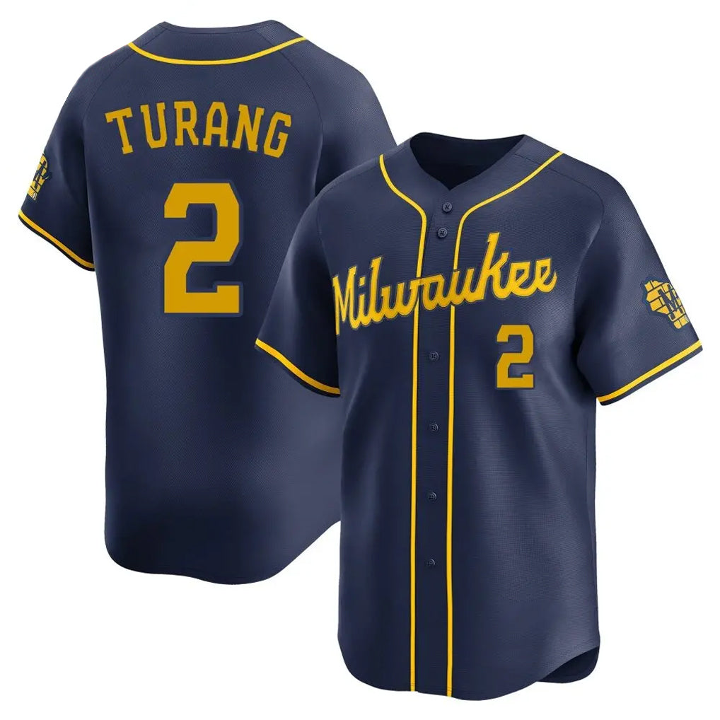 M.Brewers #2 Brice Turang Player Navy Home Limited Gdoa Stitched Jerseys
